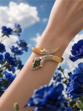 Gold Snake Crystal Wrap Bracelet - Women's Jewelry